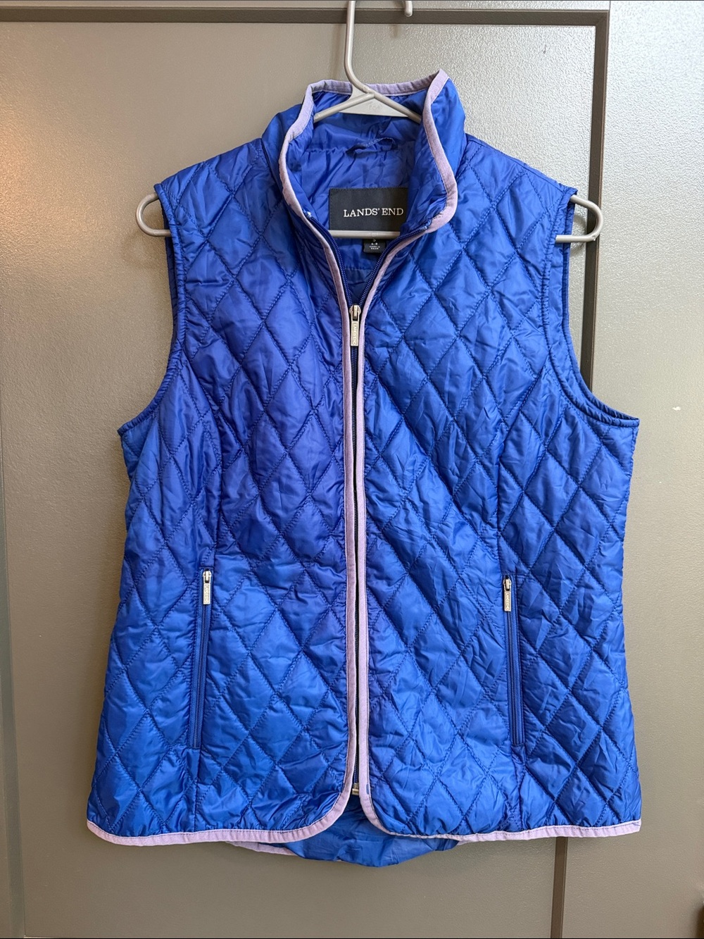 Lands' End Quilted Royal Blue Vest with Light Lavender Trim Size Small 6-8
